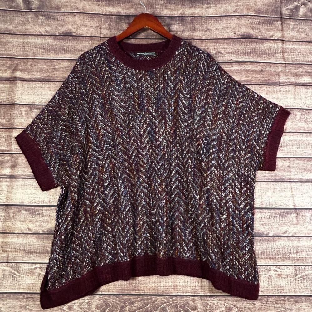 Peruvian Connection Urubama Sweater Alpaca Chevron Pullover Boxy Oversized L/XL